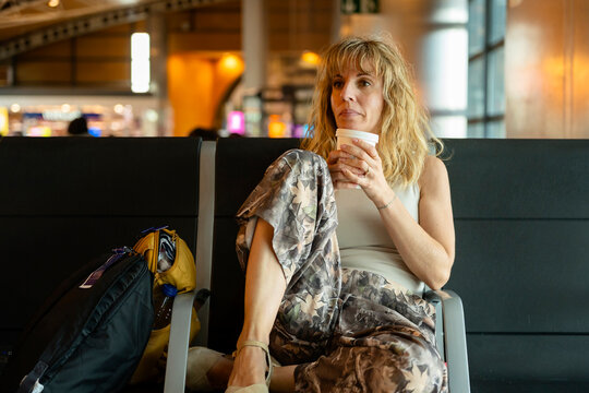 Woman waiting at the airport