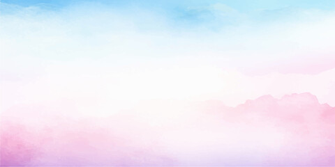 Obraz premium Beautiful abstract watercolor background featuring bright blue sky and fluffy white clouds in a sunny summer atmosphere filled with colorful light