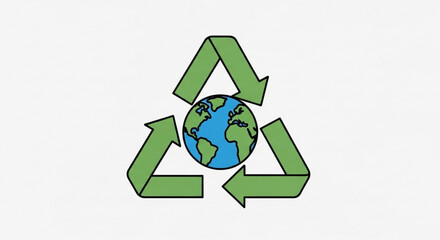 Obraz premium Earth globe surrounded by green recycling symbol on transparent background