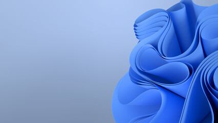 An abstract fabric flower in 3D render looks three-dimensional and dynamic.