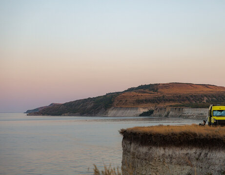 Parked Motorhome With Amazing Landscape