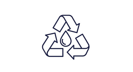 Recycling symbol with a water droplet on transparent background eco friendly icon silhouette
