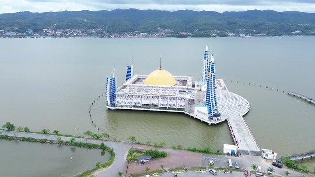 Al Alam Mosque is a landmark in Kendari, Southeast Sulawesi, Indonesia. Its unique architecture is due to its location above the sea in Kendari Bay.