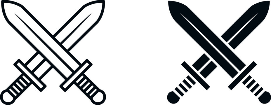 Crossed swords icon vector graphics sword symbols