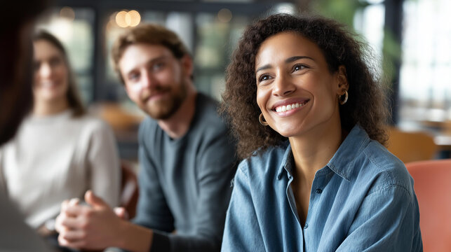 Faceless diverse people engaged in interfaith dialogue, sharing their beliefs and fostering understanding, discussion circle, respectful conversation, spiritual exchange,