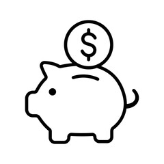 Obraz premium Piggy bank with coin for saving money, growing plant with dollar, money bag with currency symbol, stacked coins, financial growth and investment icons