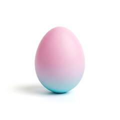 Pastel pink and blue gradient Easter egg isolated on white background