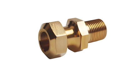 Precision machined brass hex coupling nut for mechanical engineering and construction
