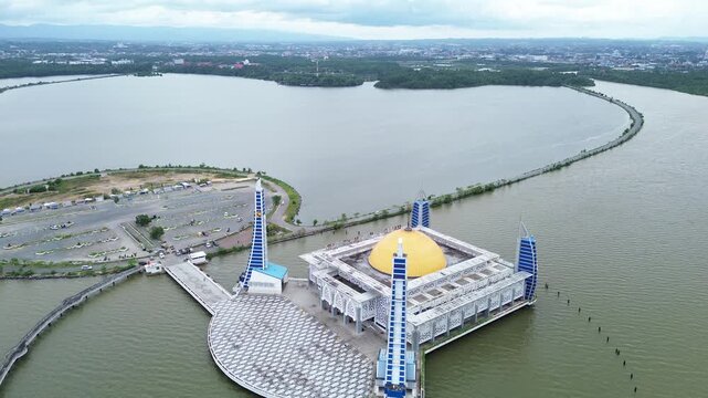 Al Alam Mosque is a landmark in Kendari, Southeast Sulawesi, Indonesia. Its unique architecture is due to its location above the sea in Kendari Bay.