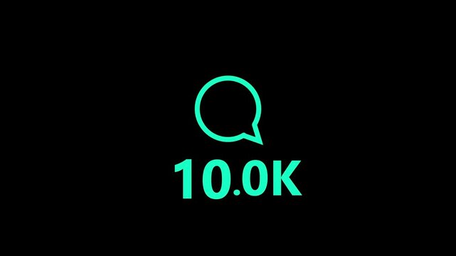 A minimalist featuring a bright turquoise speech bubble above the number "5 .4K" on a black background, representing social media engagement or communication metrics