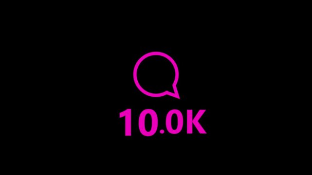 A simple with a vivid magenta speech bubble symbol and the number "5 .4K" displayed against a black backdrop, indicating social media metrics or online interaction counts