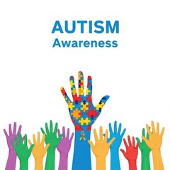 Fototapeta premium Autism awareness hands supporting diversity and inclusion together