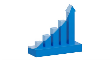 Fototapeta premium 3d illustrations of blue bar graphs and charts with increasing trend