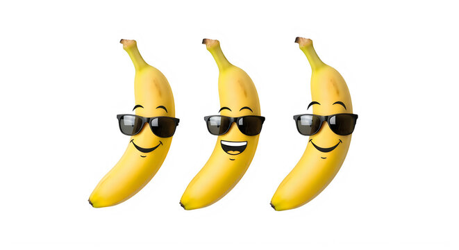 Cool 3d banana illustrations wearing sunglasses