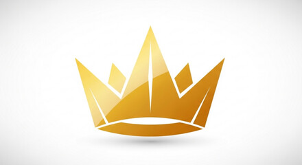 Obraz premium Golden crown icon with sharp points and gradient shine on transparent background