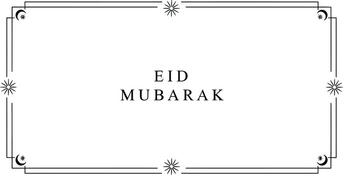 Elegant eid mubarak card with decorative corner flourishes and floral accents Vector