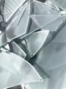 Broken glass pieces scattered