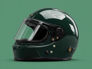 Fototapeta premium racing helmet glossy isolated on a green background