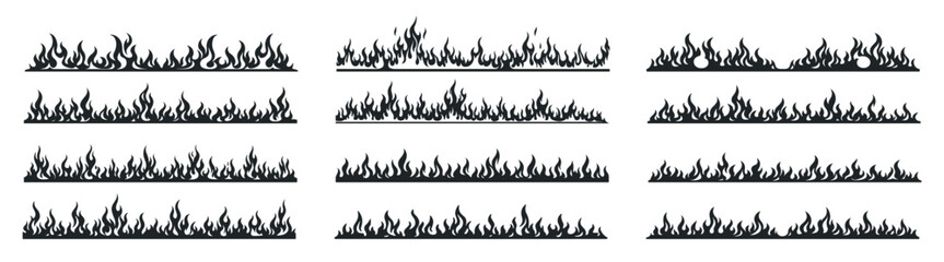 Fire flames border vector illustration graphic fire frame seamless burning heat energy on transparent background