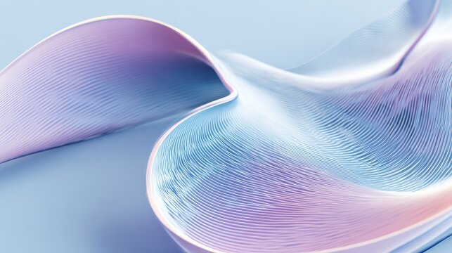 Smooth, flowing abstract ribbon curves showcase delicate, parallel surface textures