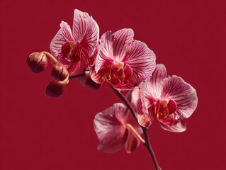 Obraz premium orchid bloom isolated isolated on a red background
