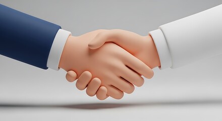 Obraz premium A 3D illustration of two hands shaking in a business agreement
