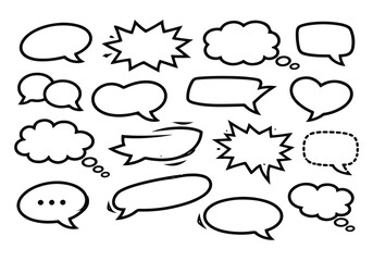 Fototapeta premium Hand Drawn Speech Bubbles And Thought Bubbles Collection Keywords: speech bubble, thought bubble