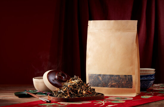 Traditional Chinese ingredient, preserved mustard greens, on the table
