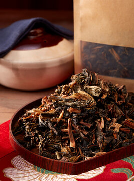 Close-up of dried plum vegetables on the dining table