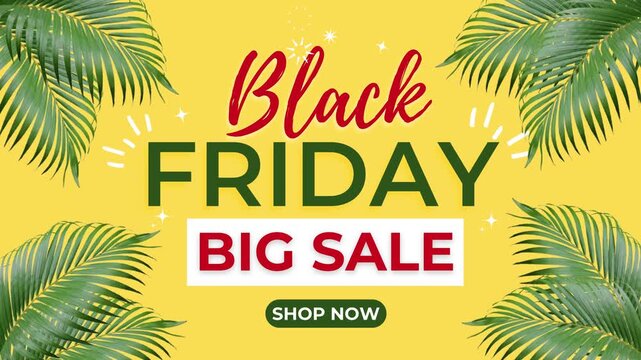 Black Friday 4K Animation Video &ndash; BIG Sale Promotion Background with Bold Typography, summer background with palm