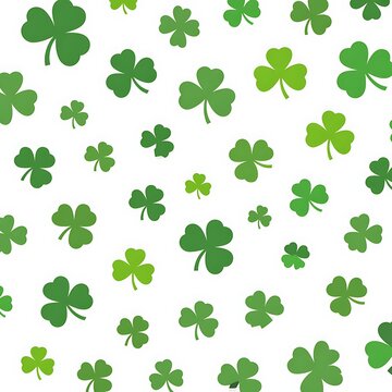 Green shamrocks pattern on white background for st patricks day designs