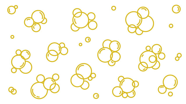 Transparent: Gold bubble clusters line art illustration on white background for pattern, design element, graphic resources, and abstract backgrounds.