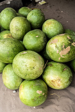 Watermelons piling up on the ground in Senegal