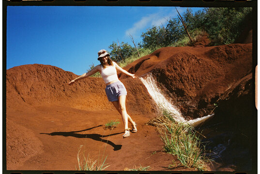  Walking on Red Earth waterfall