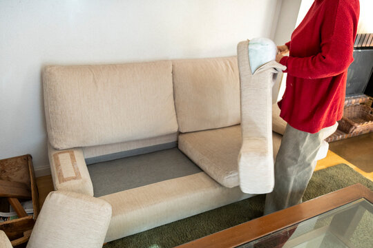 Inserting Cushion Into Cover