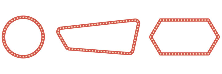 Fototapeta premium marquee sign box set, light board in retro vintage style for circus, casino, karaoke bar and open mic, marquee light frame with bulb glowing for theater entrance decor, festival posters and night show