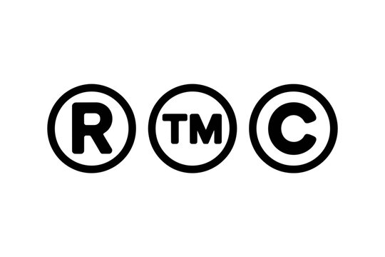 A vector graphic illustration of registered trademark and copyright symbols