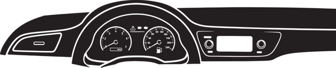 Fototapeta premium Car Dashboard Illustration with Speedometer and Gauges