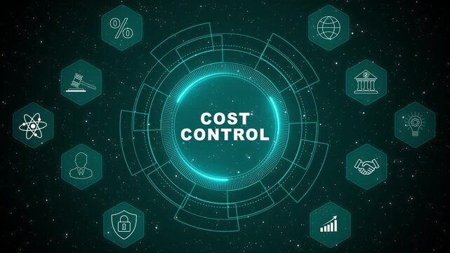 Enterprise financial dashboard powered by Cost Control analytics interface with secure expense monitoring and advanced digital business management 4K animation video