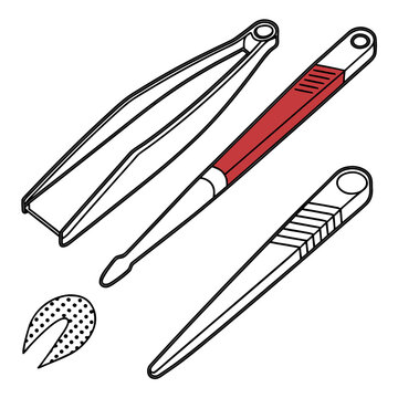 Set of grooming tools including tweezers cuticle pusher nail file and golf divot tool on white background isolated objects for personal care and sport