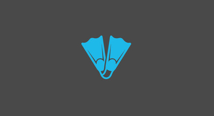 Simple aqua scuba fins icon on a solid grey background © Engg