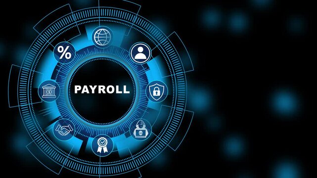 Corporate finance dashboard featuring Payroll interface with secure salary monitoring and advanced digital accounting analytics technology 4K animation video