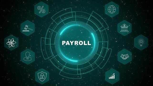 Enterprise finance dashboard powered by Payroll analytics interface with secure employee payment monitoring and advanced digital management technology 4K animation video
