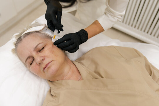 Cosmetic Facial Injection Treatment for Mature Woman