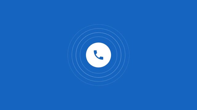 Phone Icon Ringing on Blue Background.