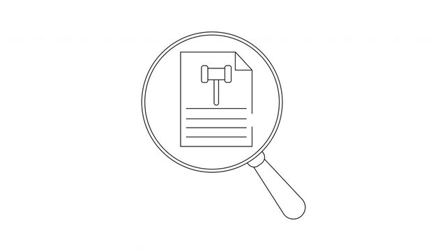 Legal Document Search - Magnifying Glass and Gavel Icon Animation.