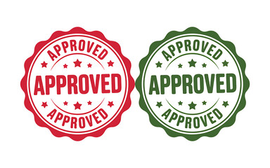 Obraz premium Red and green approved rubber stamp icons for validation and confirmation purposes