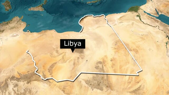 3D animated map of libya with its borders