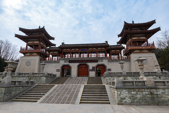 Xian, China - 02.04.2026: Qinglong Temple, or Blue Dragon Temple entrance, one of the most poetic and meaningful Buddhist sites in Xian