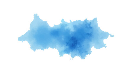 Blue watercolor paint splashes form a 3d paper silhouette illustration of a world map continent with a vector contour design for geography and cartography © SAHAD